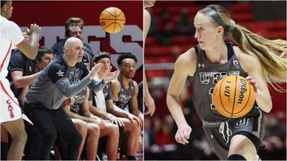 Utah Basketball Teams Wear USS Salt Lake City Uniforms In Doubleheader