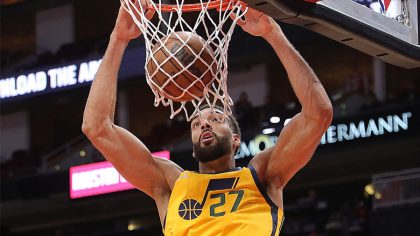 Jazz Center Soars For Fast Break First Quarter Throw Down