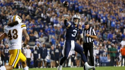 BYU QB Jaren Hall Has ESPN Announcer Excited For Utah State Game