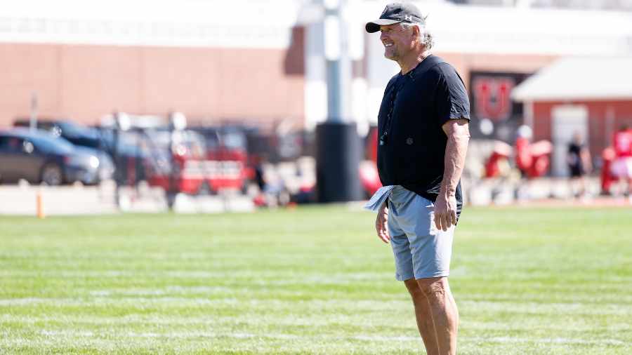 Utah-Head-Football-Coach-Kyle-Whittingham-At-Spring-Practice...