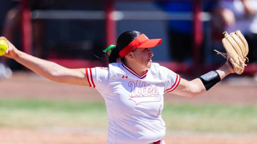 Sydney-Sandez-Throws-Pitch-For-Utah-Softball-2023...