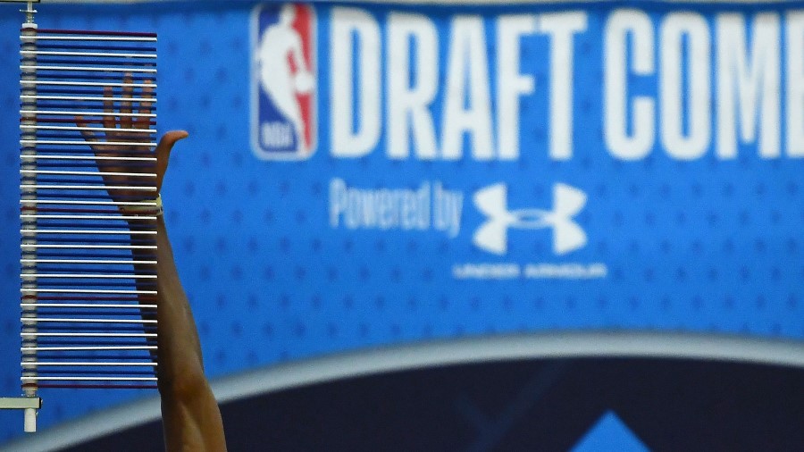 NBA hopefuls participate in drills during Day Two of the NBA Draft Combine...
