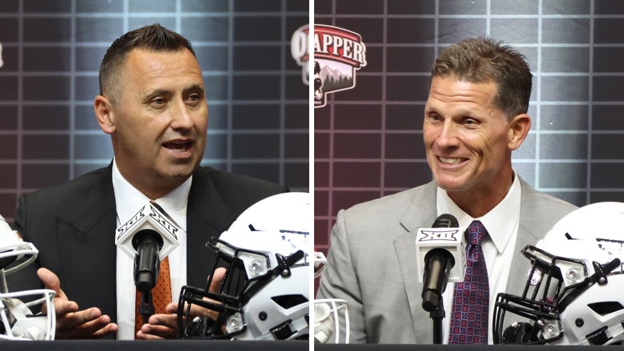 Steve-Sarkisian-Brent-Venables-Big-12-Football-Media-Days...
